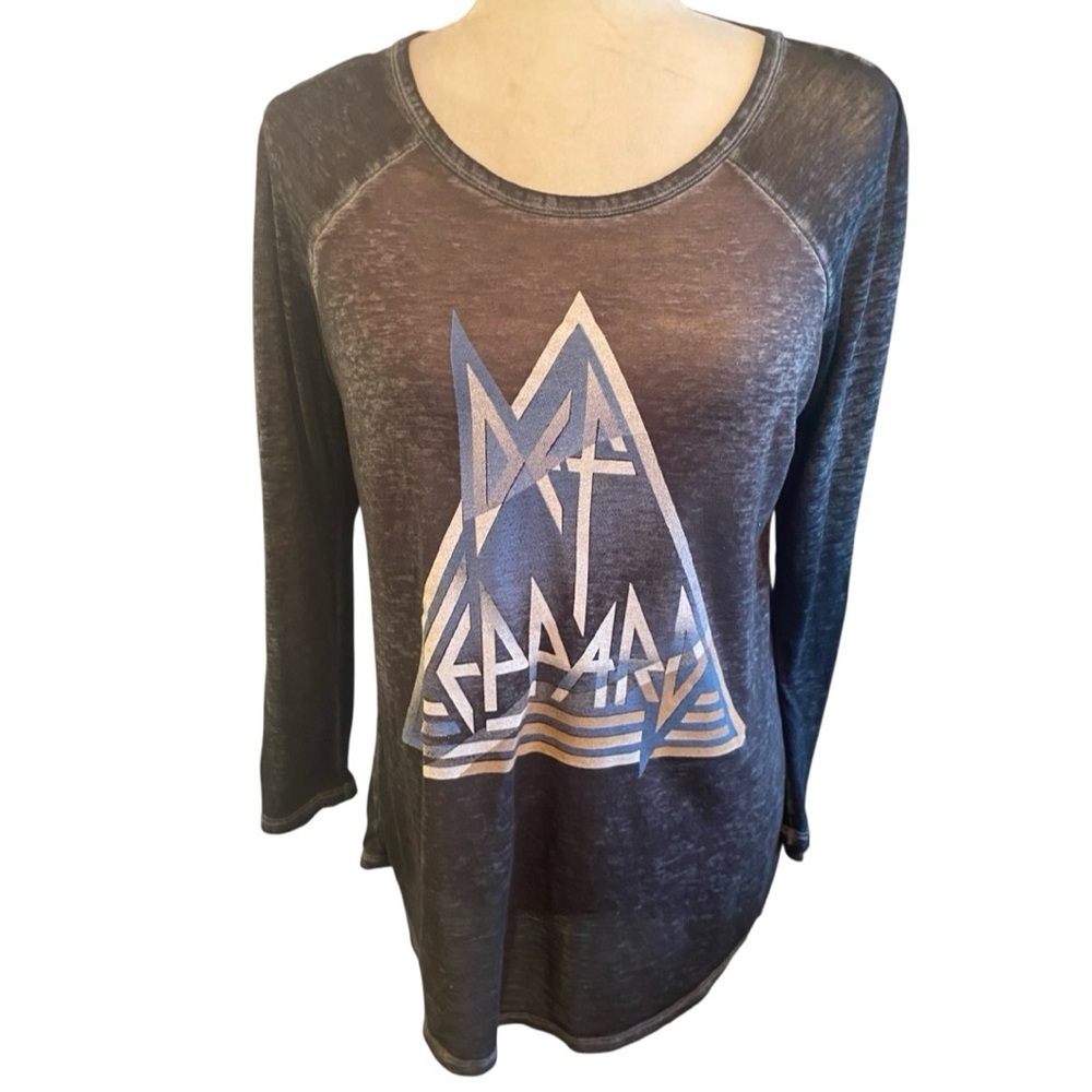 Def Leppard x Lucky Brand Womens Raglan Sleeve Grey Shirt